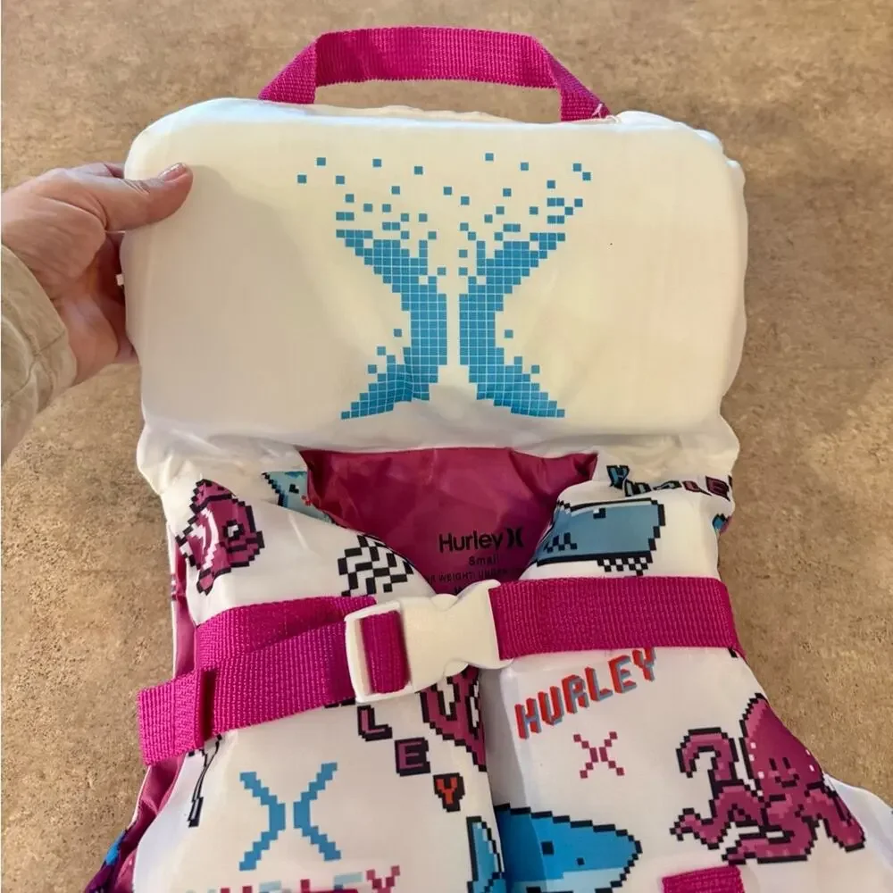 Hurley Kids' Life Jacket with Pink Straps, Size Small Under 25lbs NWOT